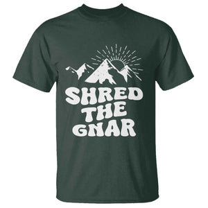 Funny Shred The Gnar T Shirt Snowboarding Mountain Winter Sport TS11 Dark Forest Green Print Your Wear