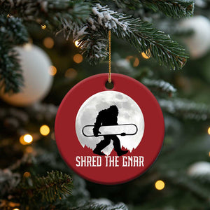 Funny Bigfoot Snowboarding Christmas Ornament Shred The Gnar Moon Snowboard TS11 Print Your Wear