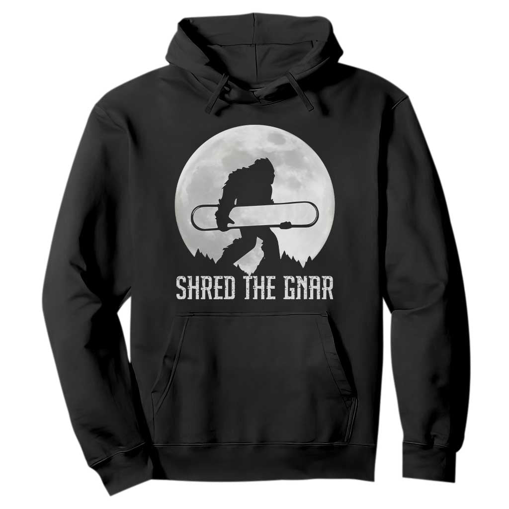 Funny Bigfoot Snowboarding Hoodie Shred The Gnar Moon Snowboard TS11 Black Print Your Wear