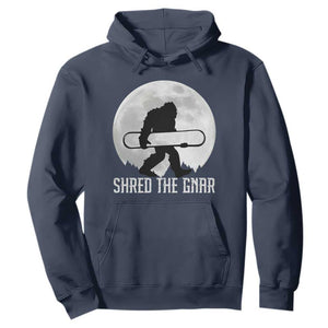 Funny Bigfoot Snowboarding Hoodie Shred The Gnar Moon Snowboard TS11 Navy Print Your Wear