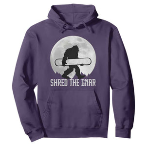 Funny Bigfoot Snowboarding Hoodie Shred The Gnar Moon Snowboard TS11 Purple Print Your Wear