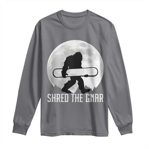 Funny Bigfoot Snowboarding Long Sleeve Shirt Shred The Gnar Moon Snowboard TS11 Charcoal Print Your Wear