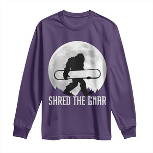 Funny Bigfoot Snowboarding Long Sleeve Shirt Shred The Gnar Moon Snowboard TS11 Purple Print Your Wear