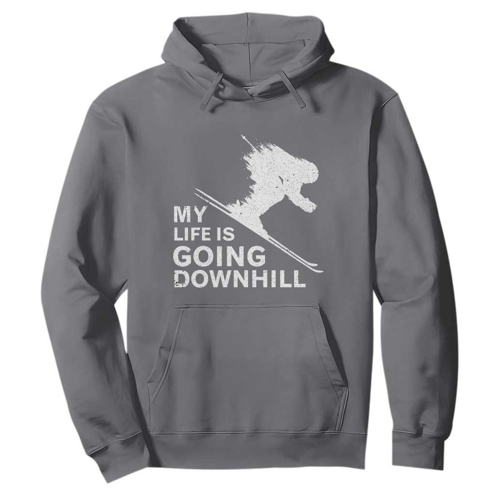 Funny Skiing Hoodie My Life Is Going Downhill Skier TS11 Charcoal Print Your Wear