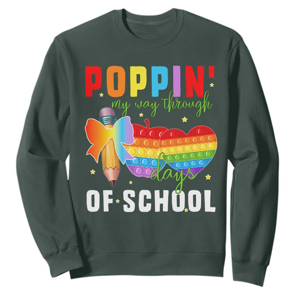 Funny Poppin' My Way Through 100 Day Sweatshirt TS11 Dark Forest Green Print Your Wear