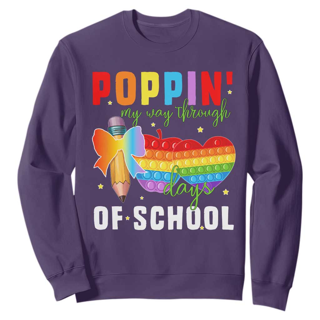 Funny Poppin' My Way Through 100 Day Sweatshirt TS11 Purple Print Your Wear