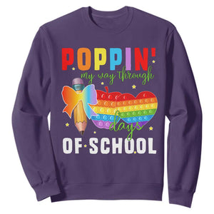 Funny Poppin' My Way Through 100 Day Sweatshirt TS11 Purple Print Your Wear