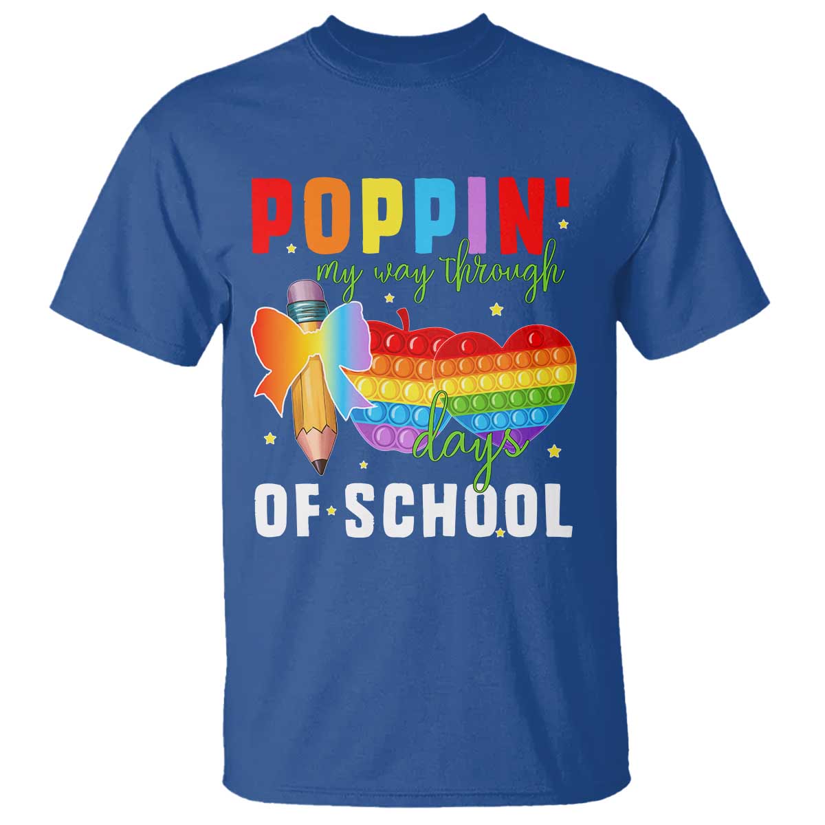 Funny Poppin' My Way Through 100 Day T Shirt TS11 Royal Blue Print Your Wear