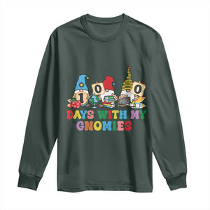 Funny 100 Days With My Gnomies Long Sleeve Shirt 100th Day of School TS11 Dark Forest Green Print Your Wear