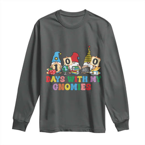 Funny 100 Days With My Gnomies Long Sleeve Shirt 100th Day of School TS11 Dark Heather Print Your Wear