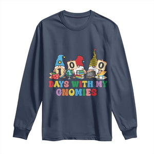 Funny 100 Days With My Gnomies Long Sleeve Shirt 100th Day of School TS11 Navy Print Your Wear