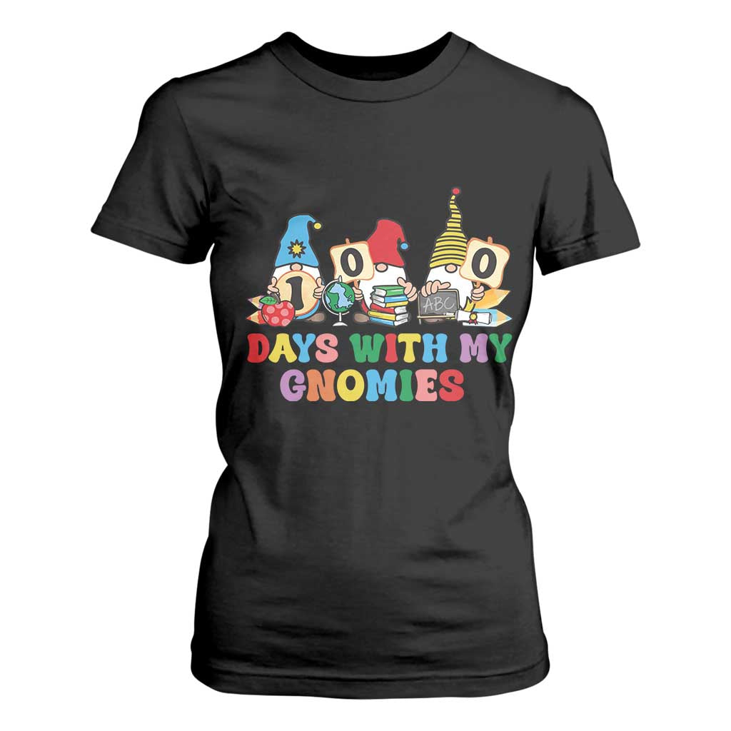 Funny 100 Days With My Gnomies T Shirt For Women 100th Day of School TS11 Black Print Your Wear