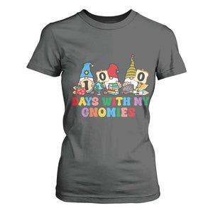 Funny 100 Days With My Gnomies T Shirt For Women 100th Day of School TS11 Dark Heather Print Your Wear