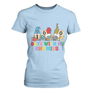 Funny 100 Days With My Gnomies T Shirt For Women 100th Day of School TS11 Light Blue Print Your Wear