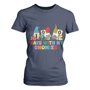 Funny 100 Days With My Gnomies T Shirt For Women 100th Day of School TS11 Navy Print Your Wear