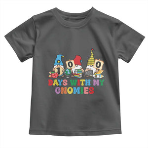 Funny 100 Days With My Gnomies Toddler T Shirt 100th Day of School TS11 Dark Heather Print Your Wear