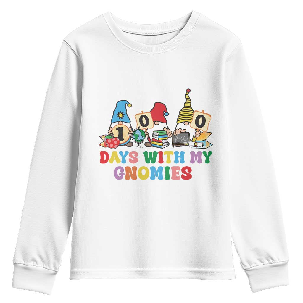 Funny 100 Days With My Gnomies Youth Sweatshirt 100th Day of School TS11 White Print Your Wear