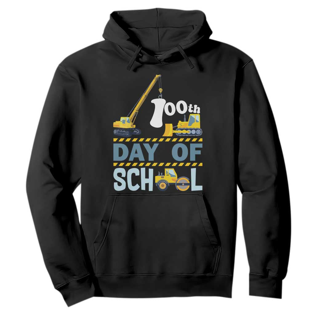 Funny 100TH Days Of School Construction Hoodie Vehicle Excavators TS11 Black Print Your Wear
