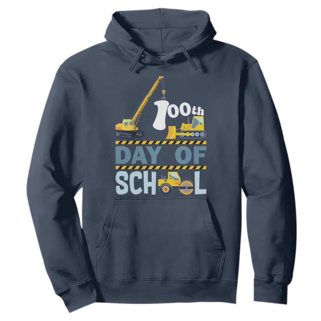 Funny 100TH Days Of School Construction Hoodie Vehicle Excavators TS11 Navy Print Your Wear