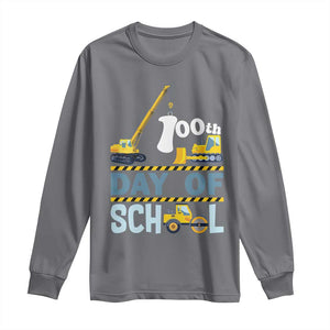 Funny 100TH Days Of School Construction Long Sleeve Shirt Vehicle Excavators TS11 Charcoal Print Your Wear