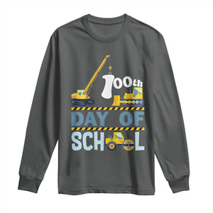 Funny 100TH Days Of School Construction Long Sleeve Shirt Vehicle Excavators TS11 Dark Heather Print Your Wear