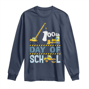 Funny 100TH Days Of School Construction Long Sleeve Shirt Vehicle Excavators TS11 Navy Print Your Wear