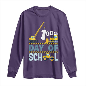 Funny 100TH Days Of School Construction Long Sleeve Shirt Vehicle Excavators TS11 Purple Print Your Wear