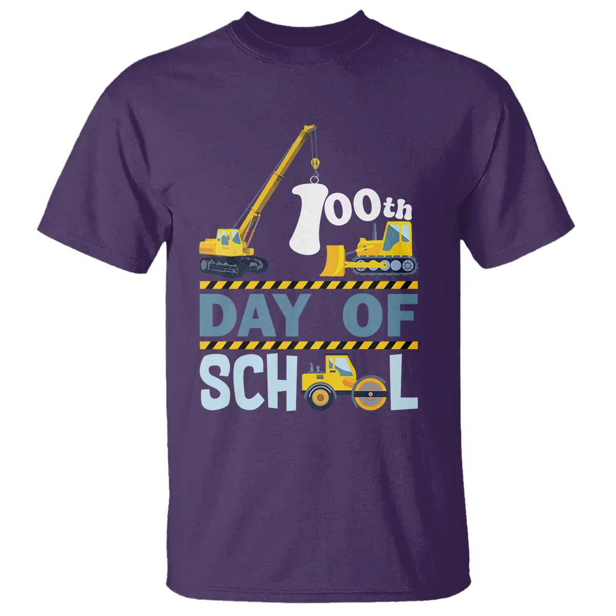 Funny 100TH Days Of School Construction T Shirt Vehicle Excavators TS11 Purple Print Your Wear