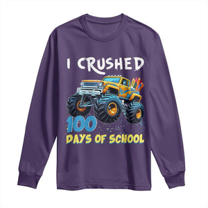 Funny I Crushed 100 Days Of School Long Sleeve Shirt Monster Truck 100th Day Of School TS11 Purple Print Your Wear