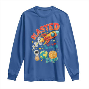 Funny Blasted My Way Through 100 Days Long Sleeve Shirt 100 Days Of School TS11 Royal Blue Print Your Wear