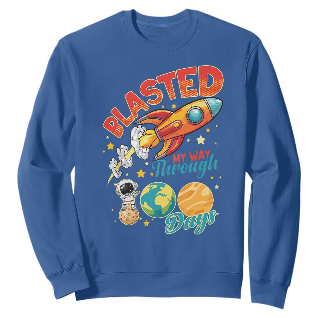 Funny Blasted My Way Through 100 Days Sweatshirt 100 Days Of School TS11 Royal Blue Print Your Wear