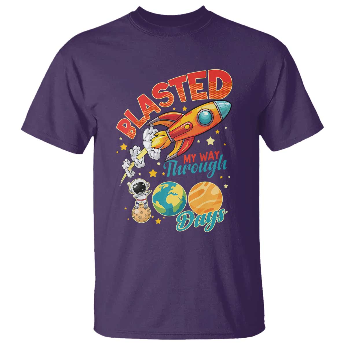 Funny Blasted My Way Through 100 Days T Shirt 100 Days Of School TS11 Purple Print Your Wear
