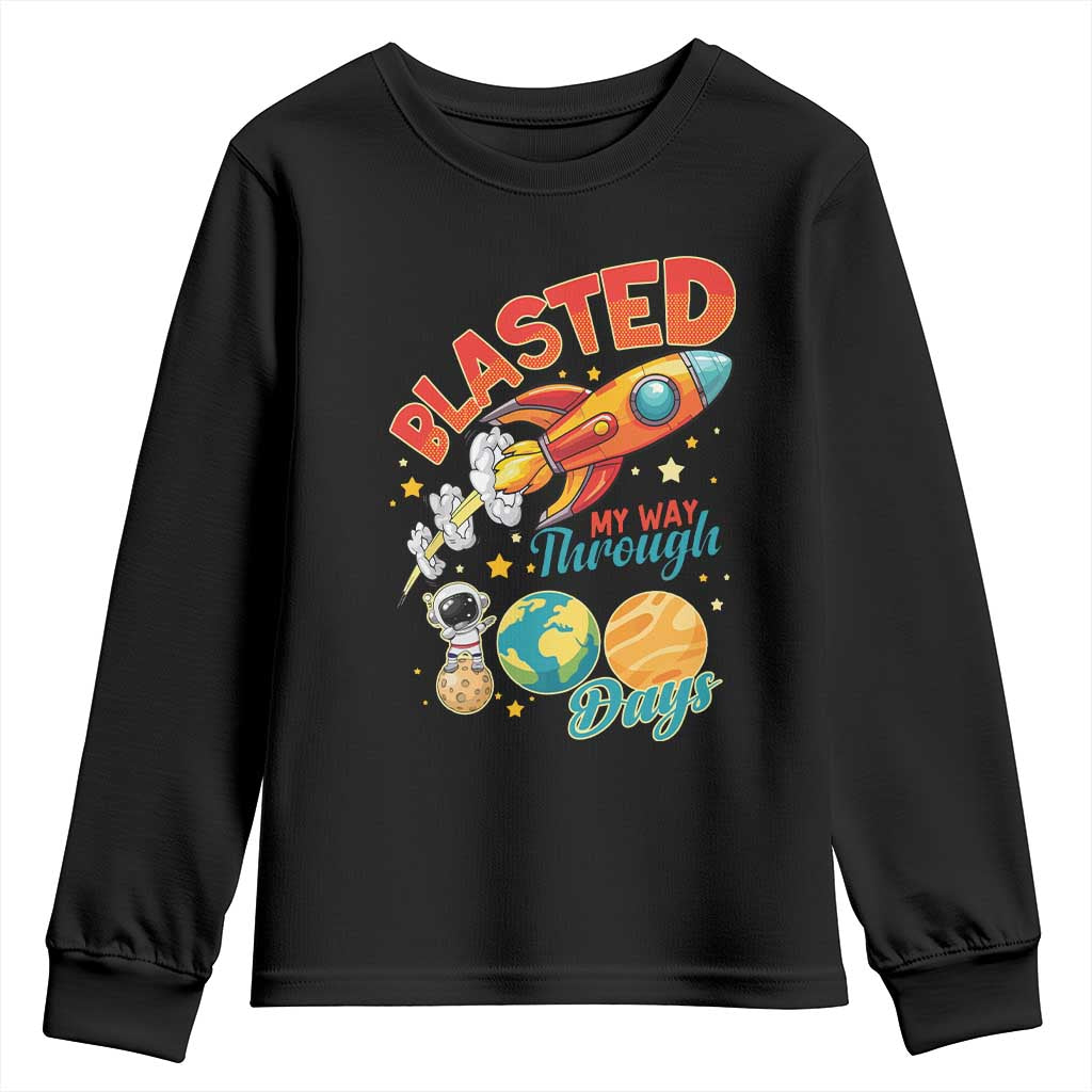 Funny Blasted My Way Through 100 Days Youth Sweatshirt 100 Days Of School TS11 Black Print Your Wear