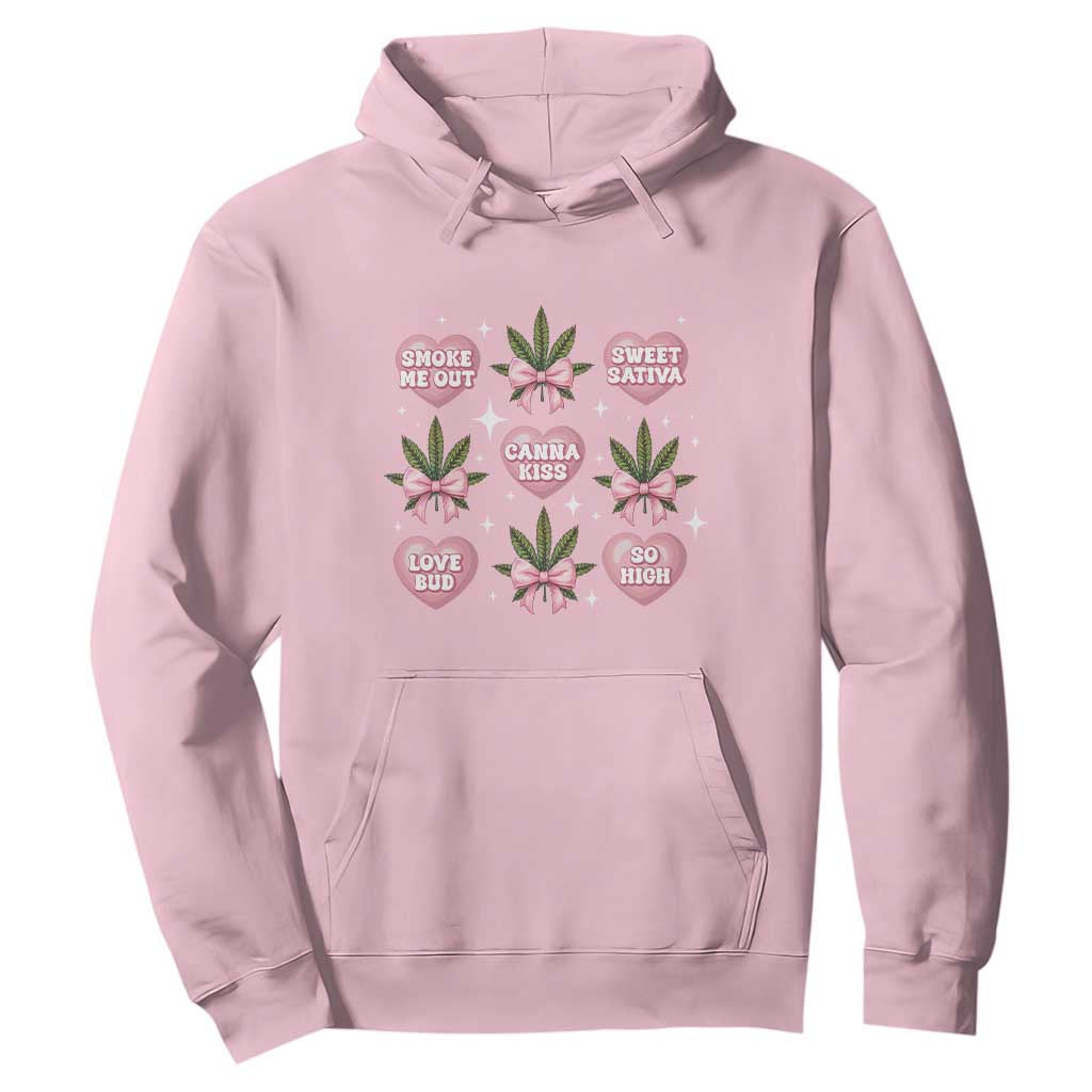 Funny Valentine's Day Weed Cannabis Marijuana Hearts Coquette Hoodie TS11 Light Pink Print Your Wear