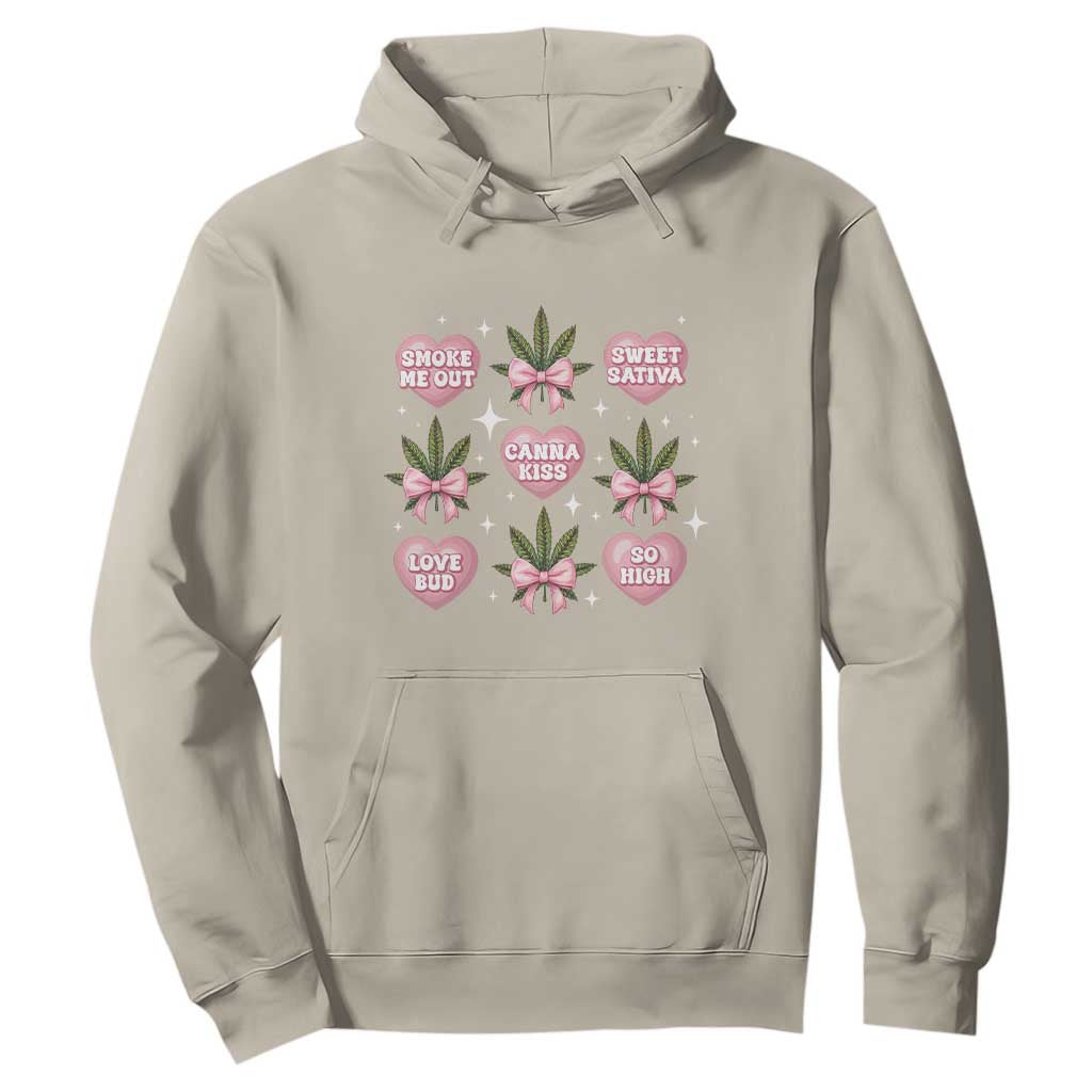 Funny Valentine's Day Weed Cannabis Marijuana Hearts Coquette Hoodie TS11 Sand Print Your Wear