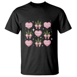 Funny Valentine's Day Weed Cannabis Marijuana Hearts Coquette T Shirt TS11 Black Print Your Wear