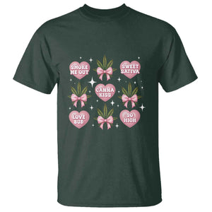 Funny Valentine's Day Weed Cannabis Marijuana Hearts Coquette T Shirt TS11 Dark Forest Green Print Your Wear