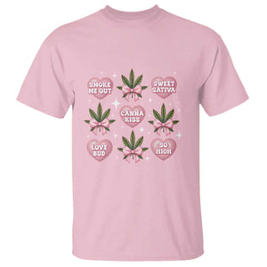 Funny Valentine's Day Weed Cannabis Marijuana Hearts Coquette T Shirt TS11 Light Pink Print Your Wear