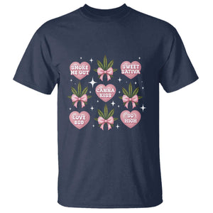 Funny Valentine's Day Weed Cannabis Marijuana Hearts Coquette T Shirt TS11 Navy Print Your Wear