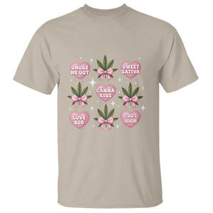 Funny Valentine's Day Weed Cannabis Marijuana Hearts Coquette T Shirt TS11 Sand Print Your Wear