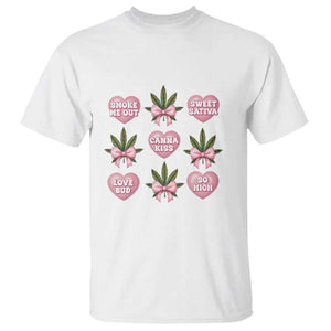 Funny Valentine's Day Weed Cannabis Marijuana Hearts Coquette T Shirt TS11 White Print Your Wear