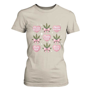 Funny Valentine's Day Weed Cannabis Marijuana Hearts Coquette T Shirt For Women TS11 Sand Print Your Wear