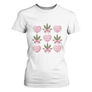 Funny Valentine's Day Weed Cannabis Marijuana Hearts Coquette T Shirt For Women TS11 White Print Your Wear