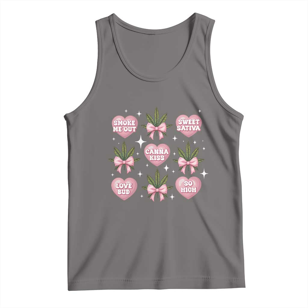 Funny Valentine's Day Weed Cannabis Marijuana Hearts Coquette Tank Top TS11 Deep Heather Print Your Wear