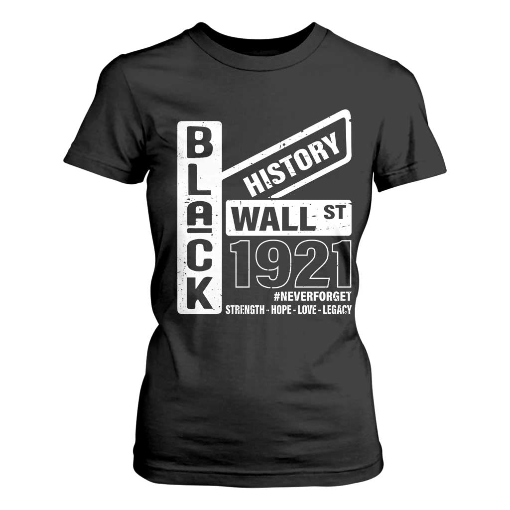 Never Forget Black Wall Street 1921 T Shirt For Women Tulsa Black History Month TS11 Black Print Your Wear