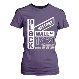 Never Forget Black Wall Street 1921 T Shirt For Women Tulsa Black History Month TS11 Purple Print Your Wear