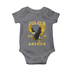 Trump 2025 Golden Age Of America Baby Onesie Gold Eagle Vintage American Flag TS11 Charcoal Print Your Wear