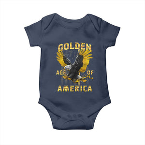 Trump 2025 Golden Age Of America Baby Onesie Gold Eagle Vintage American Flag TS11 Navy Print Your Wear