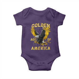 Trump 2025 Golden Age Of America Baby Onesie Gold Eagle Vintage American Flag TS11 Purple Print Your Wear