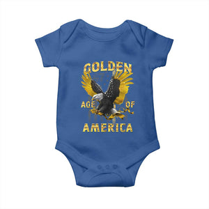 Trump 2025 Golden Age Of America Baby Onesie Gold Eagle Vintage American Flag TS11 Royal Blue Print Your Wear